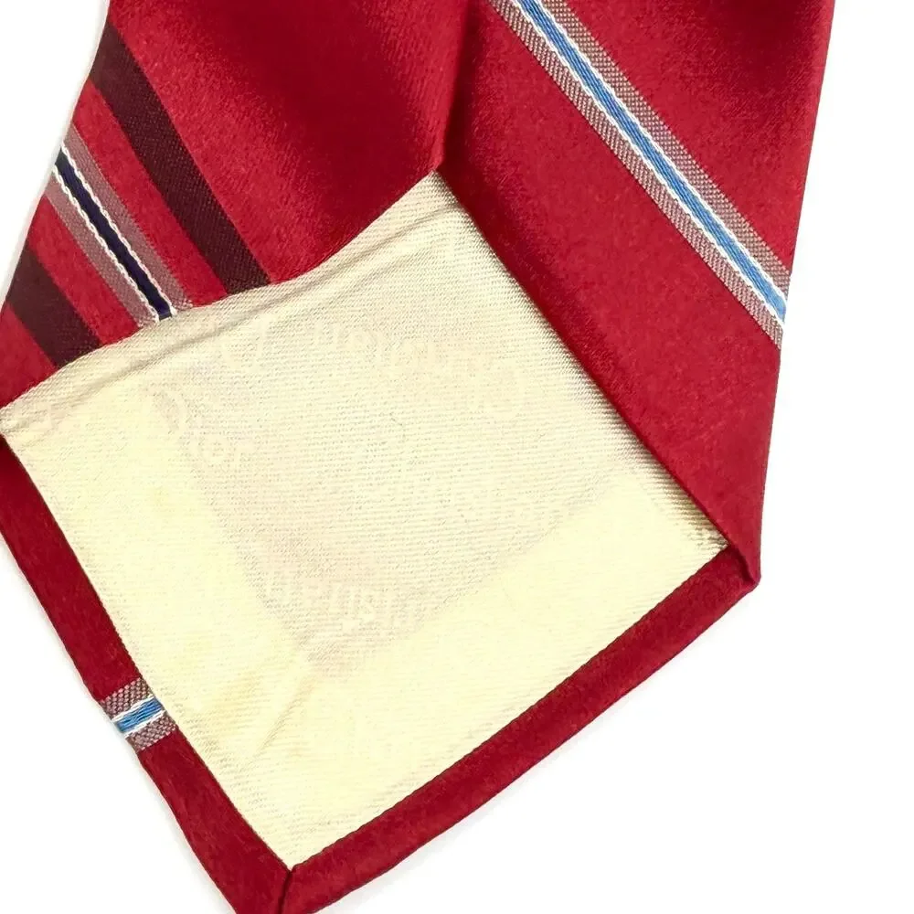 Vintage 90s Christian Dior Red Striped Mens Necktie